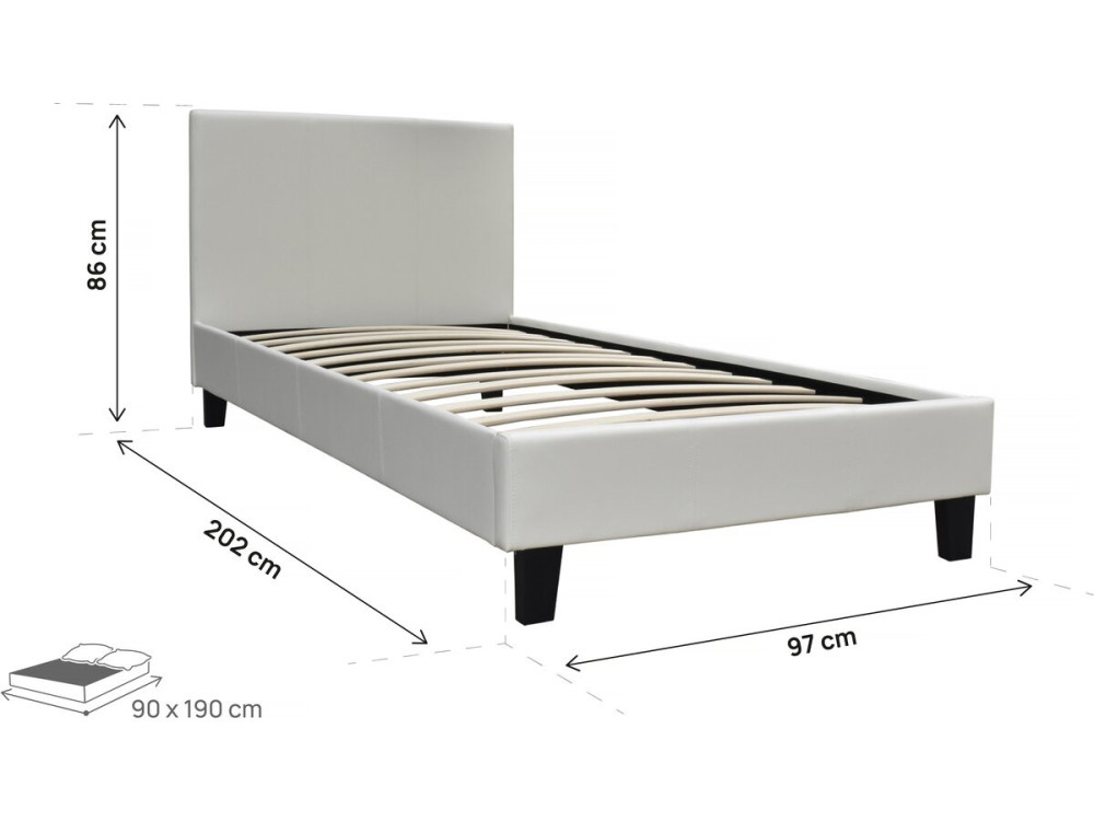 Eenpersoonsbed frame bed "Lina" - 90 x 190 cm - Beige - lichtbruin