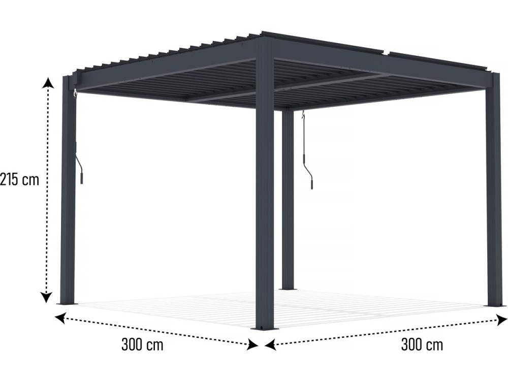Pergola terrasoverkapping met led zonwering verstelbaar aluminium "Windsor" 3 x 3 - Grijs