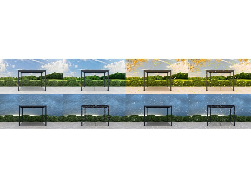 Pergola terrasoverkapping met led zonwering verstelbaar aluminium "Windsor" 3 x 3 - Grijs