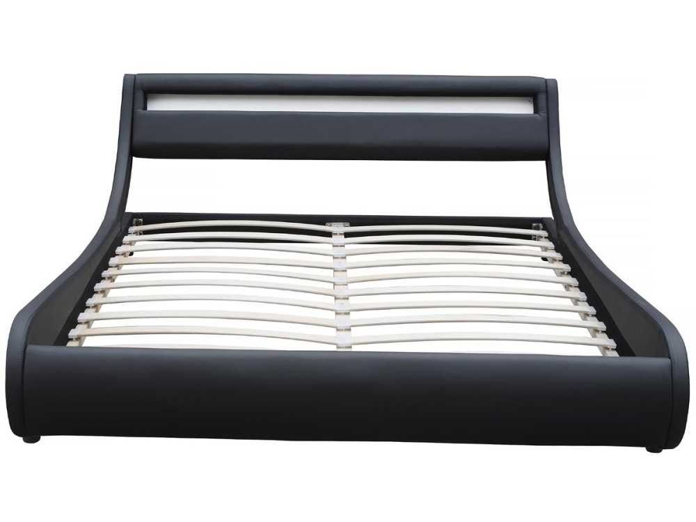 Tweepersoonsbed met led verlichting lattenbodem bed "Natacha" - 180 x 200 cm - Zwart