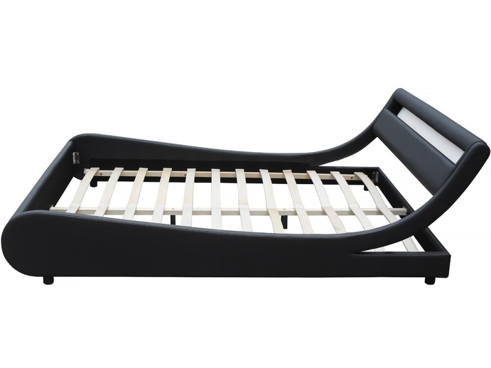 Tweepersoonsbed met led verlichting lattenbodem bed "Natacha" - 180 x 200 cm - Zwart