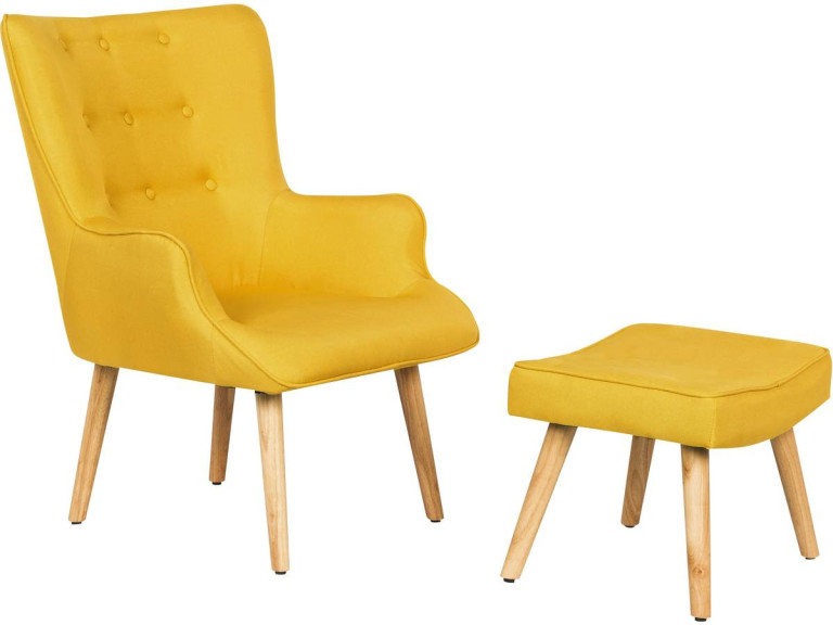 Fauteuil "Odense" in Scandinavische stijl - 73 x 81 x 92,5 cm - Geel