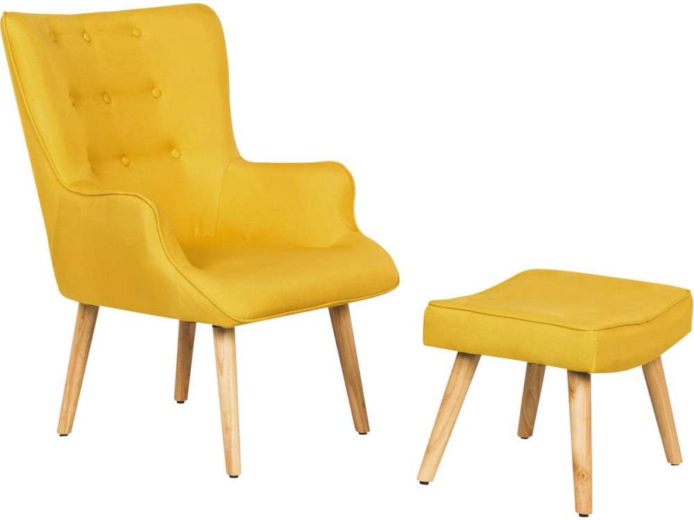 Fauteuil "Odense" in Scandinavische stijl - 73 x 81 x 92,5 cm - Geel