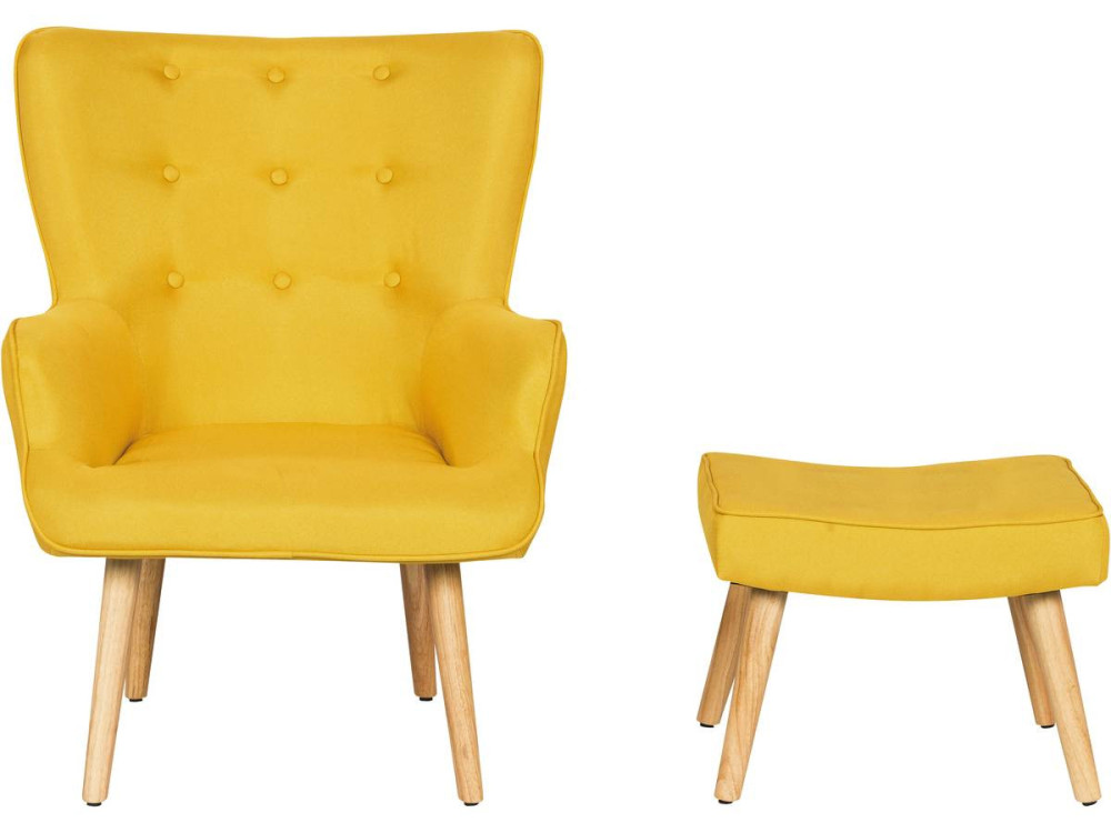 Fauteuil "Odense" in Scandinavische stijl - 73 x 81 x 92,5 cm - Geel