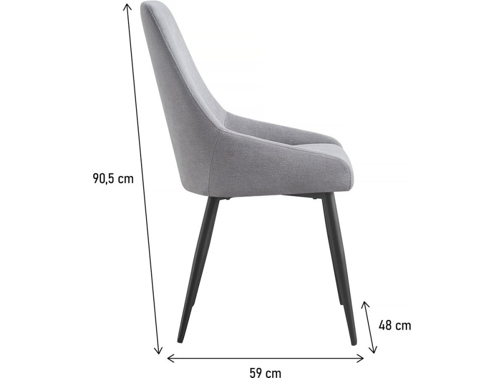 Set van 2 stoelen stof eetkamerstoel bureaustoel "Lyne" - Grijs