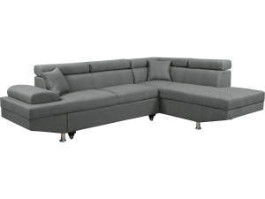 Hoekbank slaapbank meubel "Sophia luxe" - 265 x 190,5 x 80/91 cm - Grijs - Hoek aan rechterkant