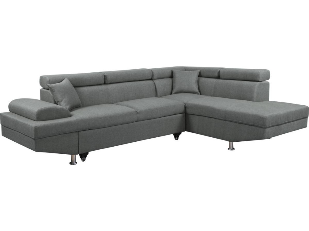 Hoekbank slaapbank meubel "Sophia luxe" - 265 x 190,5 x 80/91 cm - Grijs - Hoek aan rechterkant
