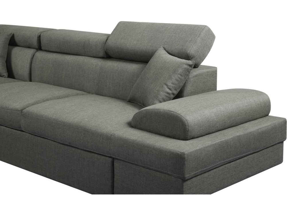 Hoekbank slaapbank meubel "Sophia luxe" - 265 x 190,5 x 80/91 cm - Grijs - Hoek aan rechterkant