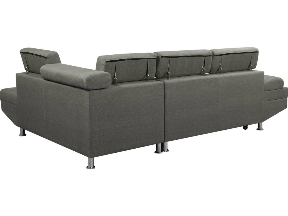 Hoekbank slaapbank meubel "Sophia luxe" - 265 x 190,5 x 80/91 cm - Grijs - Hoek aan rechterkant