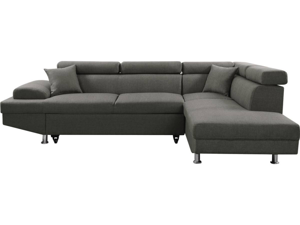Hoekbank slaapbank meubel "Sophia luxe" - 265 x 190,5 x 80/91 cm - Grijs - Hoek aan rechterkant