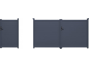 Tuinpoort set dubbele poort + tuindeur "Marc" - Grijs
