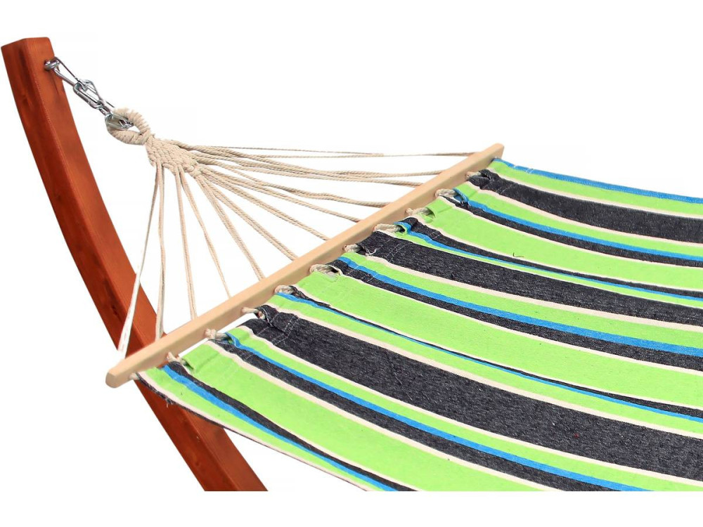 Hangmat met houten onderstel katoenen doek "Dallas" - 3 m - Groene tinten