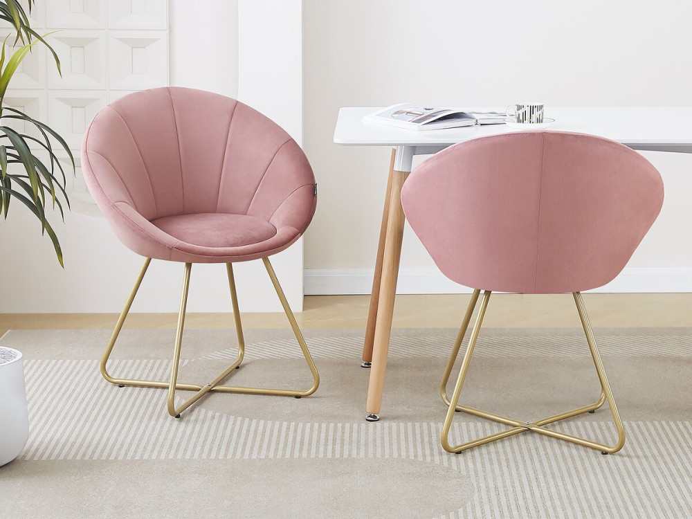Eetkamerstoelen set 2 stuks stoelen velours fluweel "Rosalie" - Rose