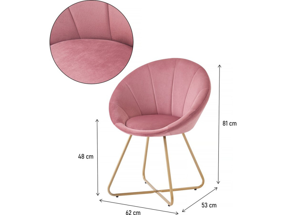 Eetkamerstoelen set 2 stuks stoelen velours fluweel "Rosalie" - Rose