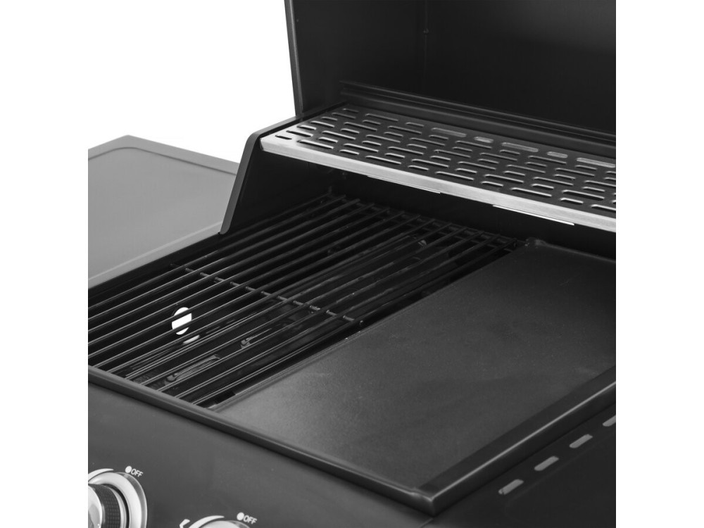 Gas BBQ gasbarbecue barbecue "Feria 4" - 4 branders waarvan 1 zijbrander - 11.5 kW - Zwart
