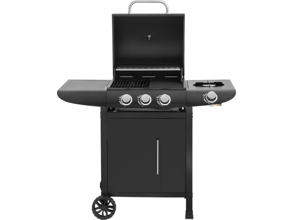 Gas BBQ gasbarbecue barbecue "Feria 4" - 4 branders waarvan 1 zijbrander - 11.5 kW - Zwart