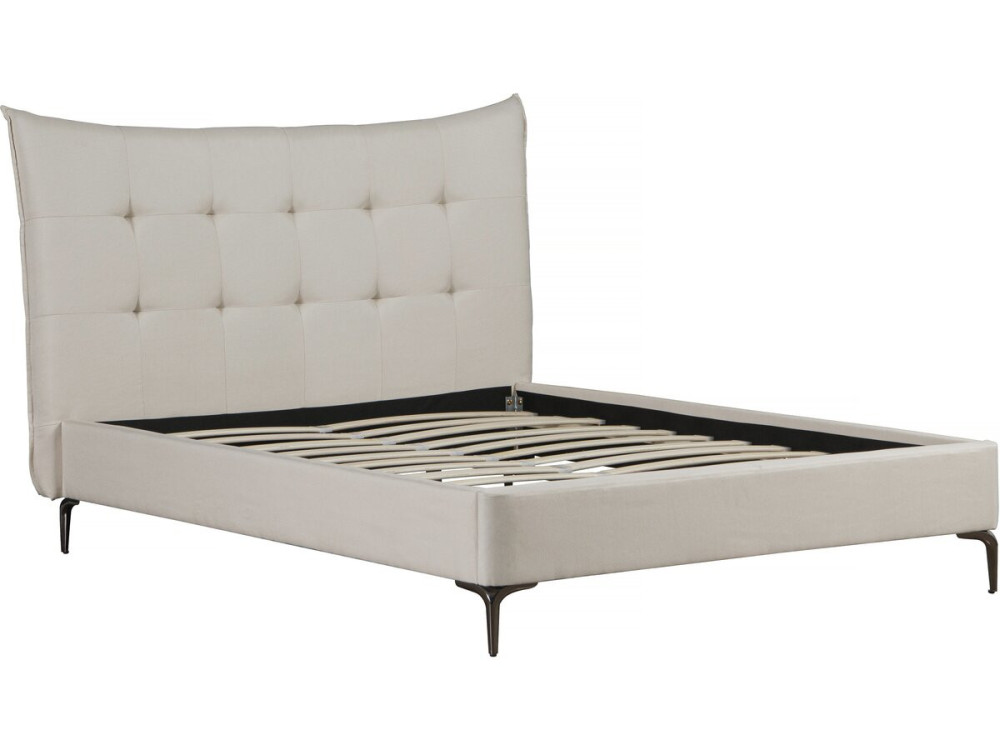 Tweepersoonsbed bed met hoofdbord gecapitonneerd " Aspen" 180 x 200 cm - Beige - lichtbruin