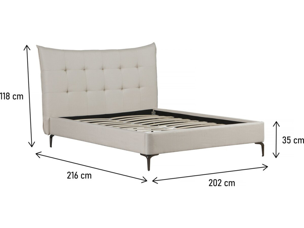 Tweepersoonsbed bed met hoofdbord gecapitonneerd " Aspen" 180 x 200 cm - Beige - lichtbruin