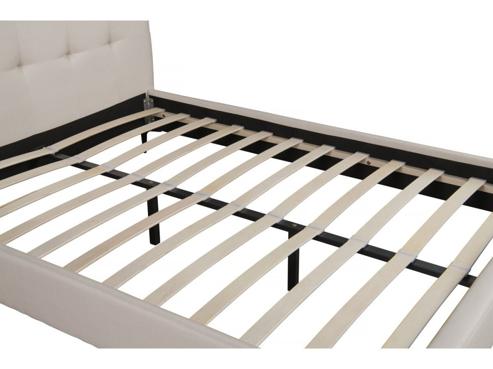 Tweepersoonsbed bed met hoofdbord gecapitonneerd " Aspen" 180 x 200 cm - Beige - lichtbruin