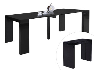 Uitschuifbare eettafel "Dina" - 200/40 x 94 x 75 cm - Zwart gelakt