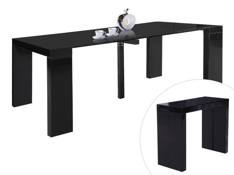 Uitschuifbare eettafel "Dina" - 200/40 x 94 x 75 cm - Zwart gelakt