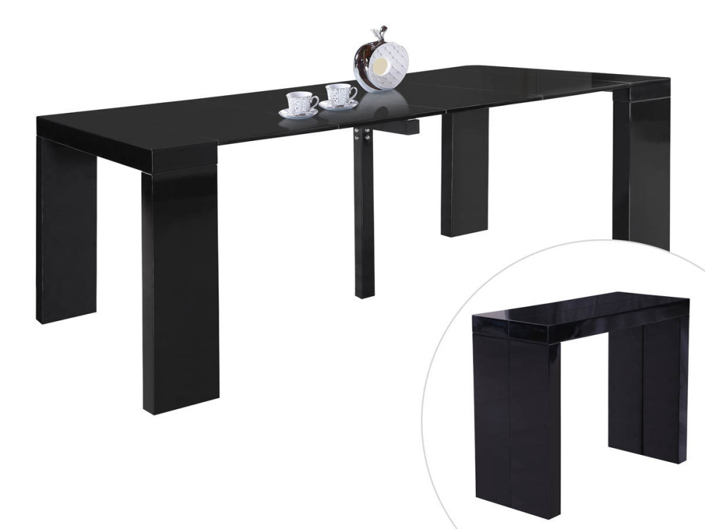 Uitschuifbare eettafel "Dina" - 200/40 x 94 x 75 cm - Zwart gelakt