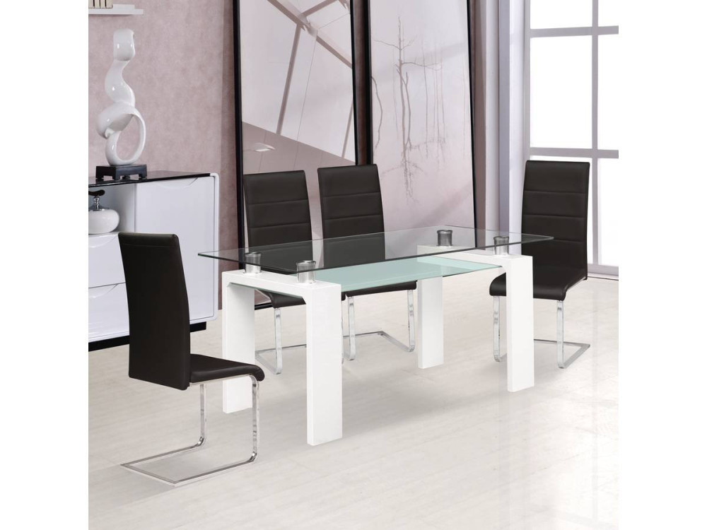 Eettafel keukentafel tafel "Eva" - 150 x 80 x 75 cm - Wit gelakt