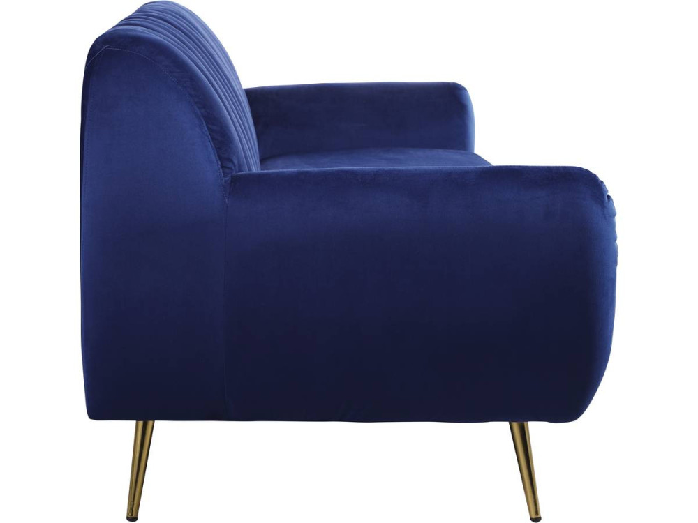Zitbank bankstel velours "Evans" - 195 x 84 x 82 cm - 3 zits - Blauw Donkerblauw