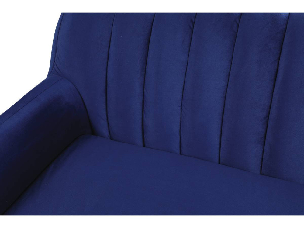 Zitbank bankstel velours "Evans" - 195 x 84 x 82 cm - 3 zits - Blauw Donkerblauw