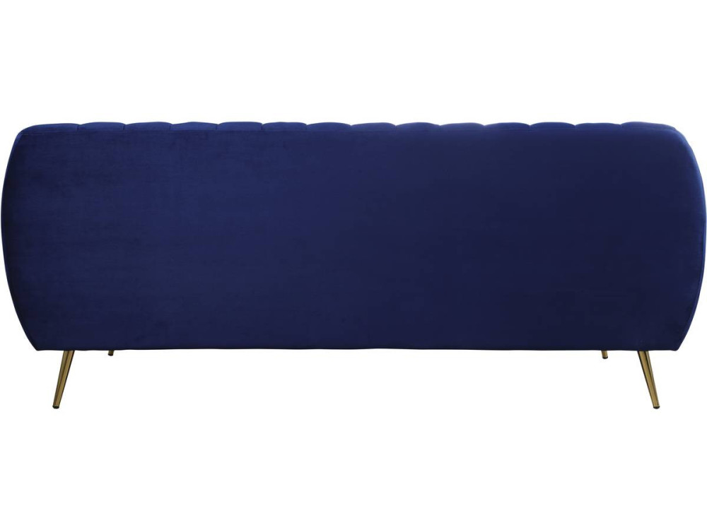 Zitbank bankstel velours "Evans" - 195 x 84 x 82 cm - 3 zits - Blauw Donkerblauw