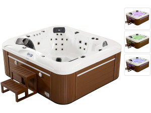 Jacuzzi spa met led verlichting "Bora-Bora" - 6 zits - Witte binnenkant - Balboa systeem -  Geïntegreerde bluetooth speakers