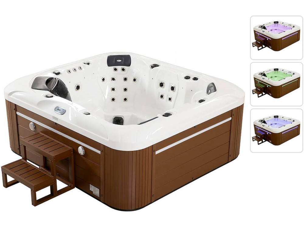 Jacuzzi spa met led verlichting "Bora-Bora" - 6 zits - Witte binnenkant - Balboa systeem -  Geïntegreerde bluetooth speakers