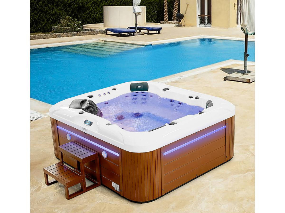 Jacuzzi spa met led verlichting "Bora-Bora" - 6 zits - Witte binnenkant - Balboa systeem -  Geïntegreerde bluetooth speakers