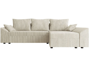 Hoekslaapbank met opbergruimte "Vaugirard 2" in geribbeld fluweel - 3 zitplaatsen - Beige.