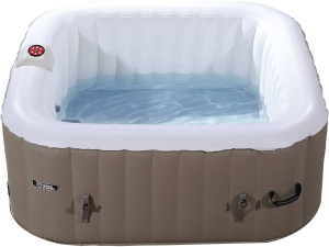 Opblaasbare jacuzzi spa vierkant pvc "Monac"  - 4 zits - Crème / Wit