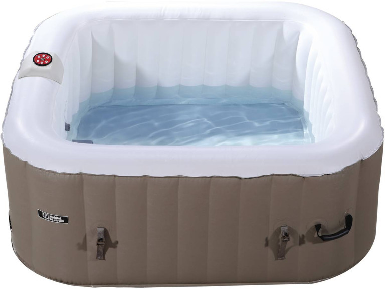 Opblaasbare jacuzzi spa vierkant pvc "Monac"  - 4 zits - Crème / Wit