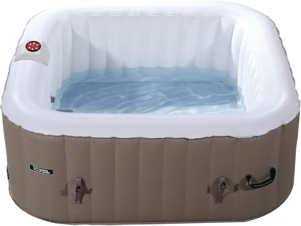 Opblaasbare jacuzzi spa vierkant pvc "Monac"  - 4 zits - Crème / Wit