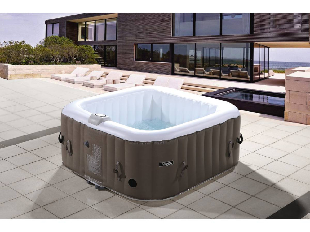Opblaasbare jacuzzi spa vierkant pvc "Monac"  - 4 zits - Crème / Wit