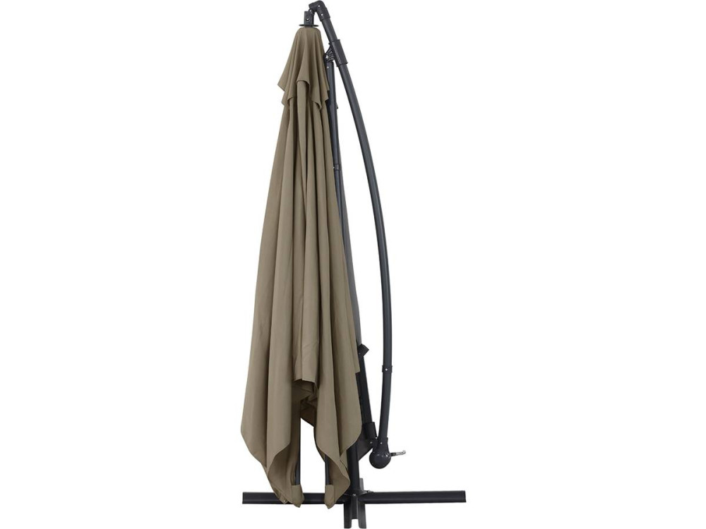 Parasol vrijhangend tuin zweefparasol Aluminium "Ilios 3" - Vierkant - 3 x 3 m - Taupe - grijs bruin - Inclusief parasolvoet teg