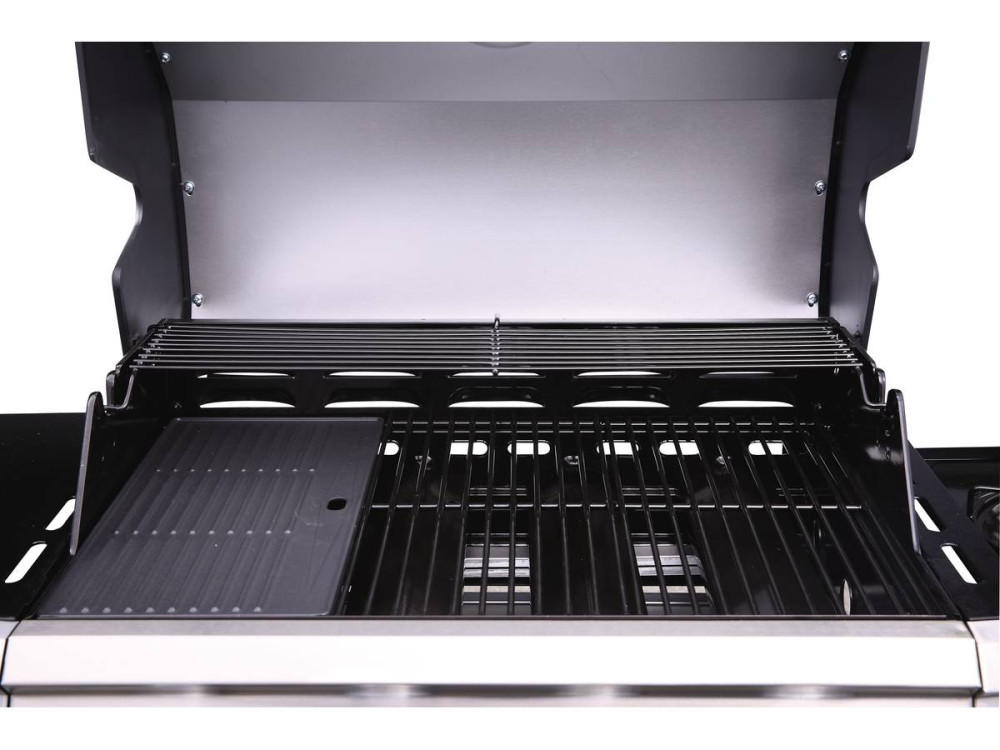 Gas BBQ gasbarbecue barbecue "Bingo 4" - 4 branders waarvan 1 zijbrander - 14 kW + beschermhoes - Zwart