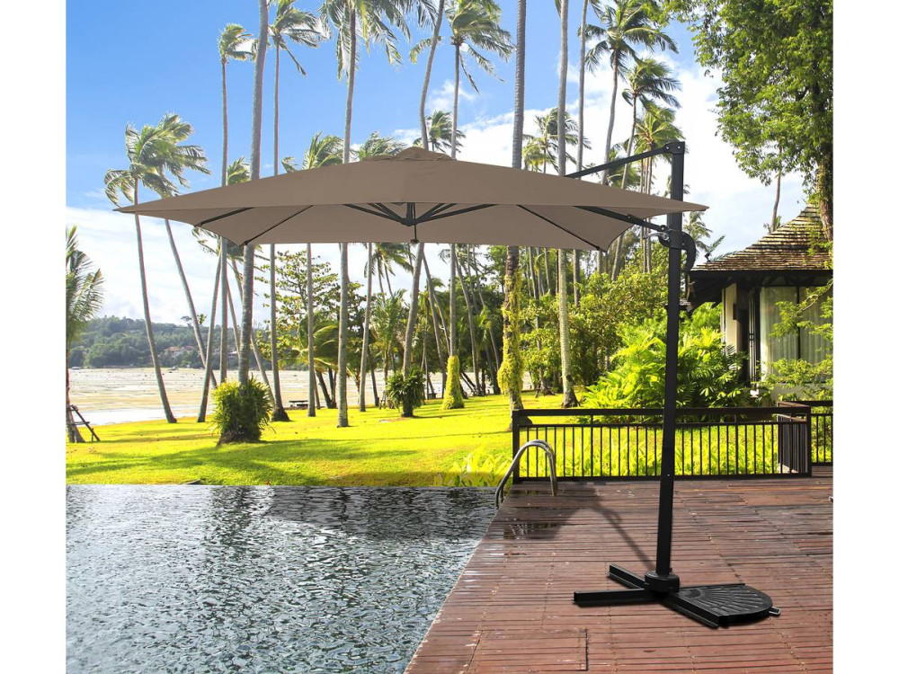 Parasol vrijhangend tuin zweefparasol "Soleil" - Vierkant - 2,5 x 2,5 m - Taupe - grijs bruin