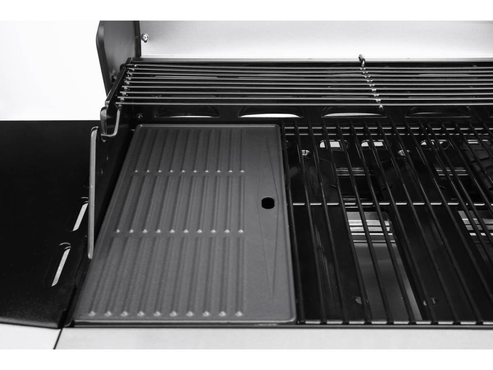 Gas BBQ gasbarbecue barbecue met led "Bingo 4" - 4 branders waarvan 1 zijbrander - 14 kW + beschermhoes - Zilver
