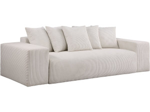 Bank 3-zitsbank meubel ribfluweel geribd velours "Rivoli" - Beige - lichtbruin