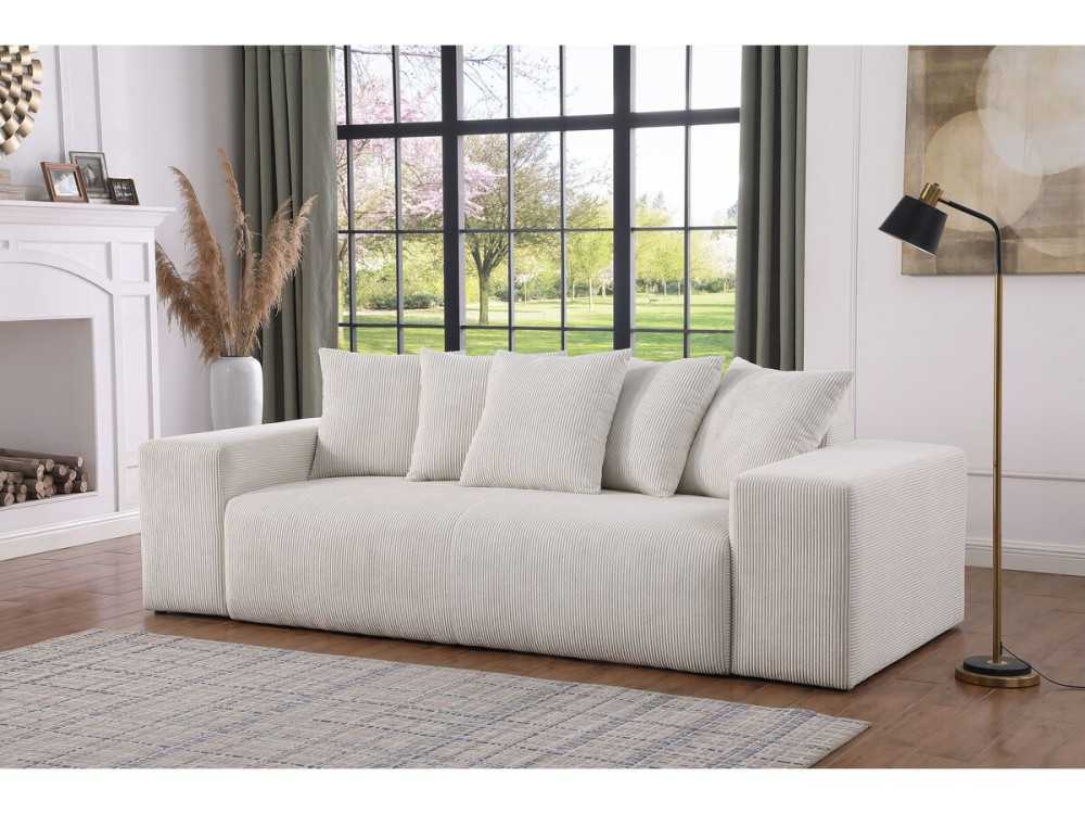 Bank 3-zitsbank meubel ribfluweel geribd velours "Rivoli" - Beige - lichtbruin