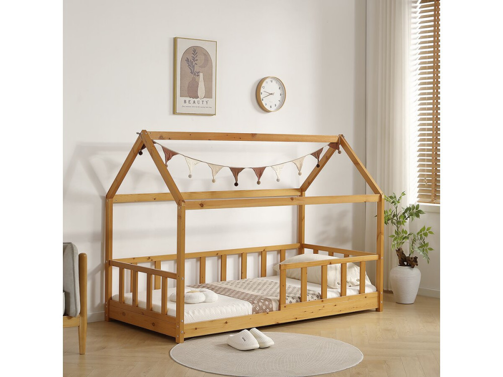"Mila" Houten Kajuitbed voor Kinderen - 90 x 190 cm - Bruin
