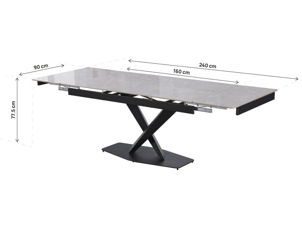 Uitschuifbare keramische eettafel voor 6 tot 10 personen "Silence" - Marmergrijs