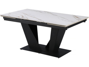 Uitschuifbare keramische eettafel - 160/240 cm - 6 tot 10 personen "Nova" - Wit gemarmerd goud