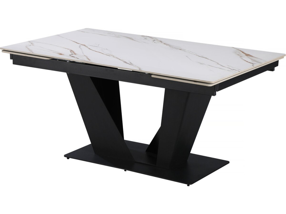 Uitschuifbare keramische eettafel - 160/240 cm - 6 tot 10 personen "Nova" - Wit gemarmerd goud