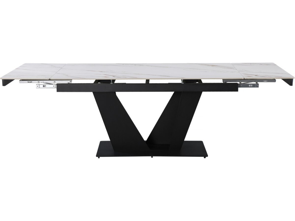 Uitschuifbare keramische eettafel - 160/240 cm - 6 tot 10 personen "Nova" - Wit gemarmerd goud