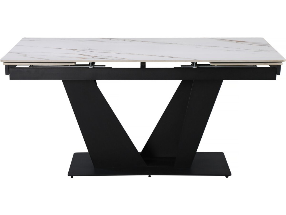 Uitschuifbare keramische eettafel - 160/240 cm - 6 tot 10 personen "Nova" - Wit gemarmerd goud